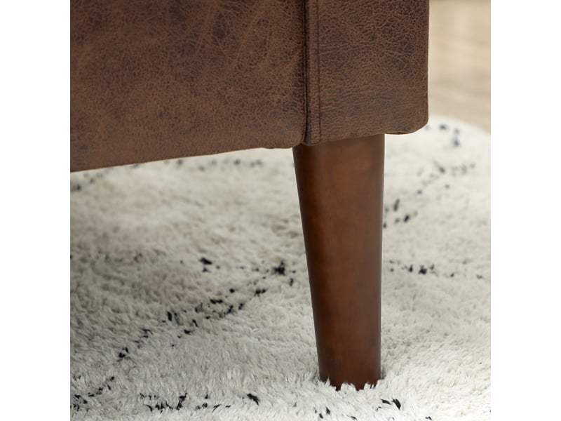 Canapé 2 places esprit vintage bois hévéa foncé effet vieilli chocolat - Conforama E