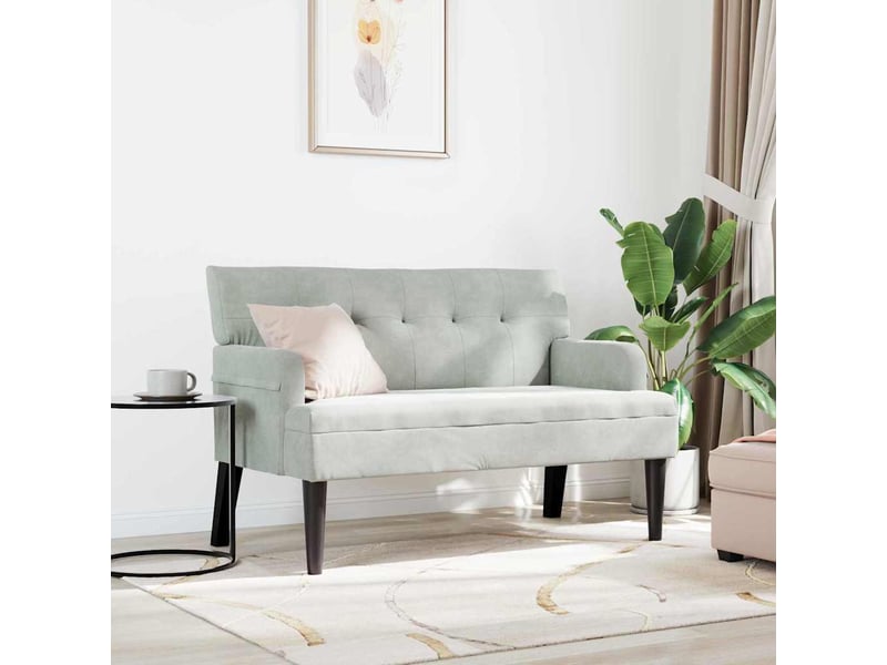 Banc chambre, banc de lit chesterfield gris clair 112x65,5x75 cm velours  - Conforama C