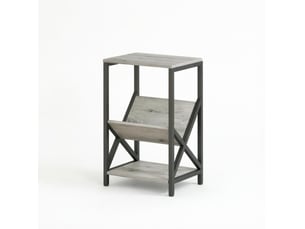 Table d'appoint étroite 40x30x61 cm – gris foncé – 3 niveaux de rangement avec porte-revues en v