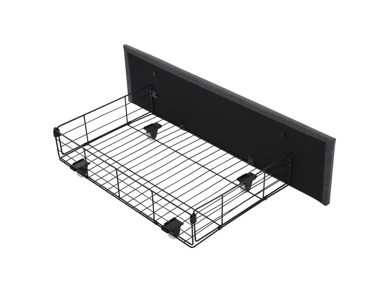  Lit simple 90x200 cm avec éclairage led et 2 tiroirs, structure de lit avec matelas, lit enfant avec sommier à lattes en bois, gris  - Conforama B