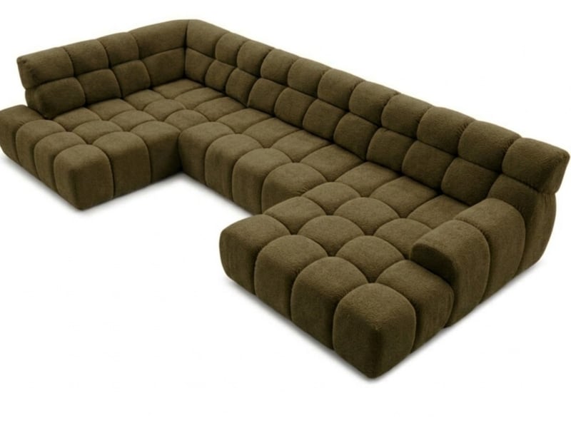 Bobochic canapé panoramique avance-recule électrique andre tissu texturé vert angle gauche ANDRE - Conforama A