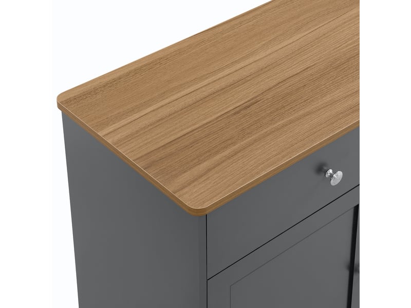 Buffet effet bois et gris 4 portes 3 tiroirs style campagne chic - Conforama C