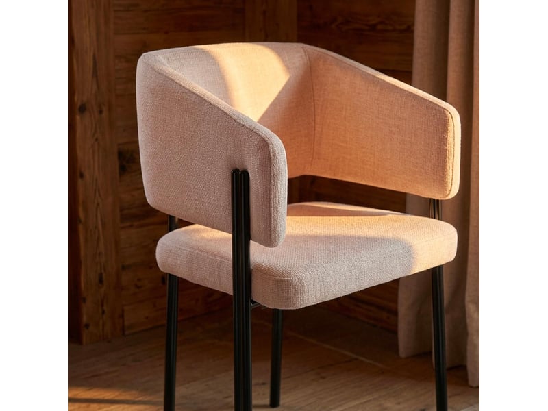 Lot de 2 chaises design et matelassées isaure métal noir et tissu beige Isaure - Conforama D