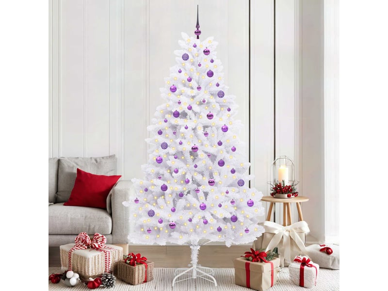 Sapin de noël, arbre de noël artificiel à branches articulées blanc 210 cm shl2956 - Conforama B