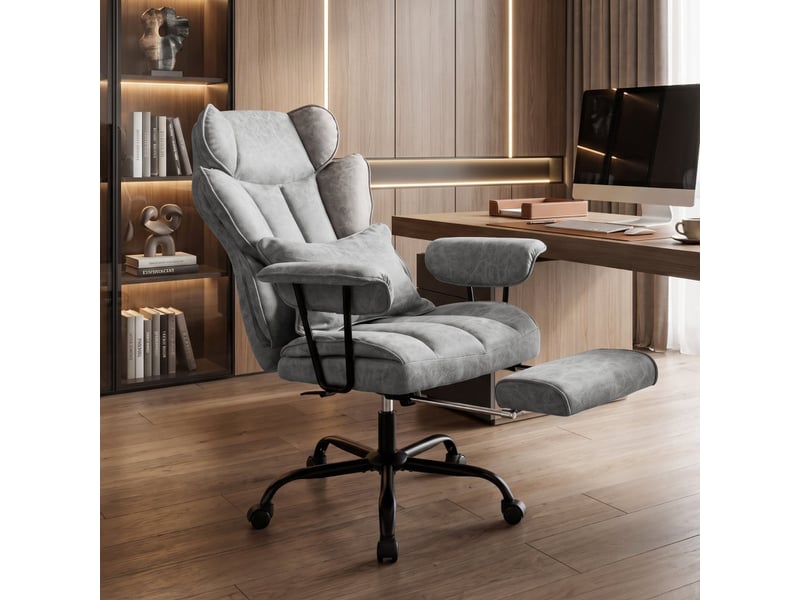  Camen fauteuil de bureau massant avec repose pieds gris  - Conforama E