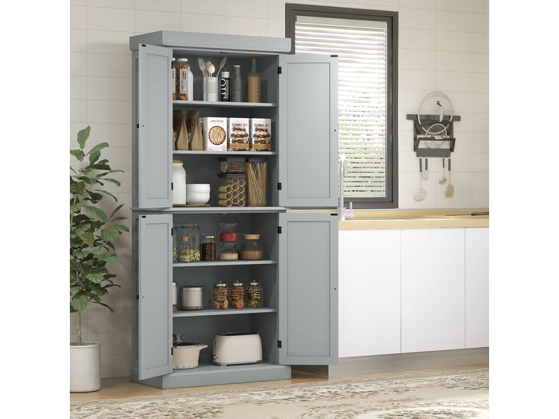  Armoire cuisine moderne gris placards étagères réglables 76x41x184 cm  - Conforama D