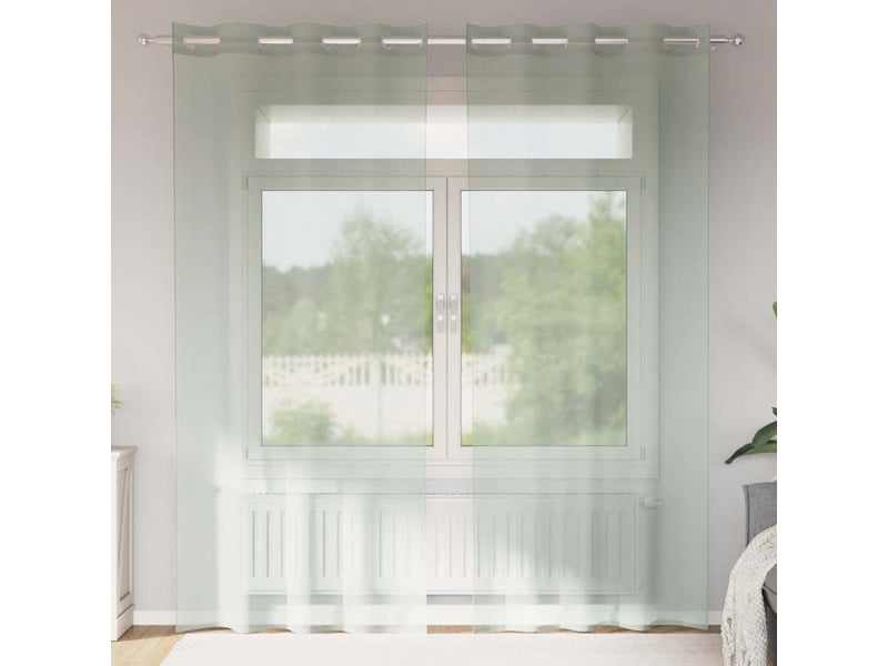  Lot de 2 rideaux en voile, voilages avec œillets gris clair 140x225 cm cf44359  - Conforama B