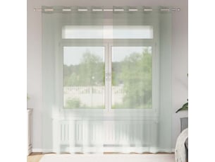 Lot de 2 rideaux en voile, voilages avec œillets gris clair 140x225 cm cf44359