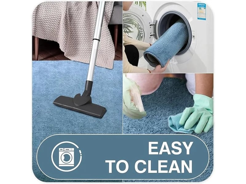  Lot de 2 tapis de bain en microfibre antidérapants - 50 x 80 cm - bleu  - Conforama E