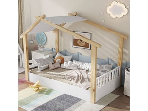 Lit cabane 90x190 cm bicolore coloris bicolore
