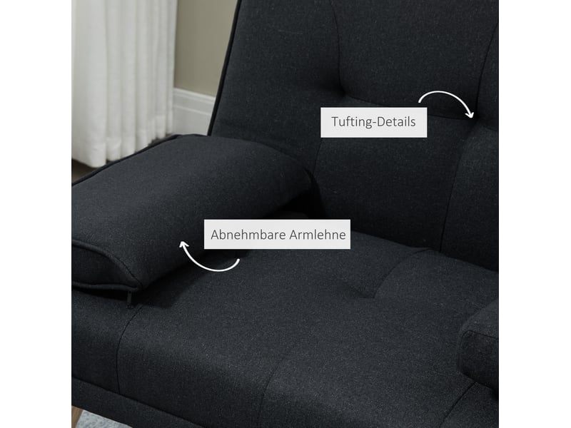  Canapé convertible modenvie 3 places 181 x 77 x 78 cm polyester gris avec table pliante et porte-gobelets  - Conforama D