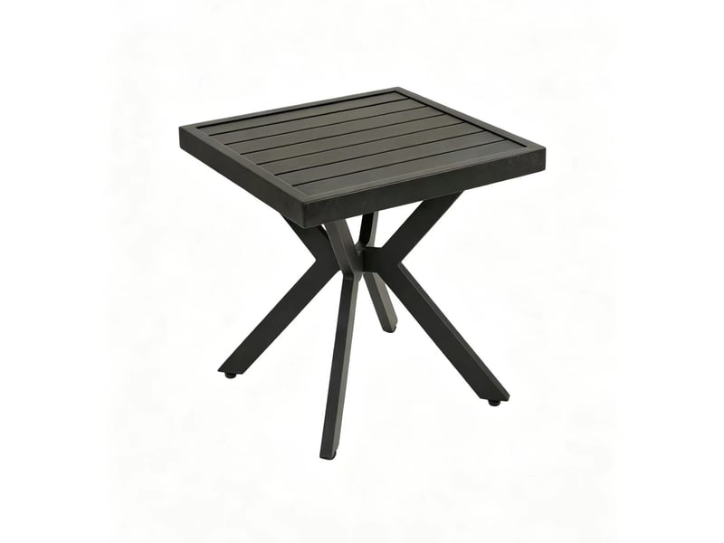  Table d’appoint carré en aluminium brun foncé, extérieur, patio, jardin, piscine, résistant intempéries  - Conforama D