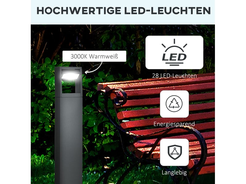 Lampe de jardin 16x5x90 cm led intégrée orientable métal gris foncé  - Conforama D