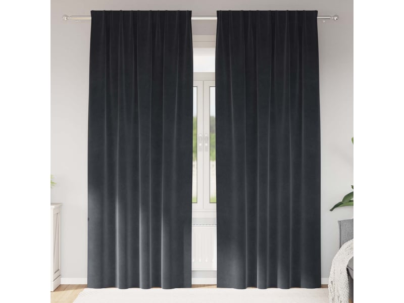  Lot de 2 rideaux, rideaux de fenêtre gris foncé 140 x 260 cm velours cf44072  - Conforama B