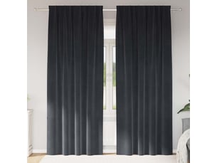 Lot de 2 rideaux, rideaux de fenêtre gris foncé 140 x 260 cm velours cf44072