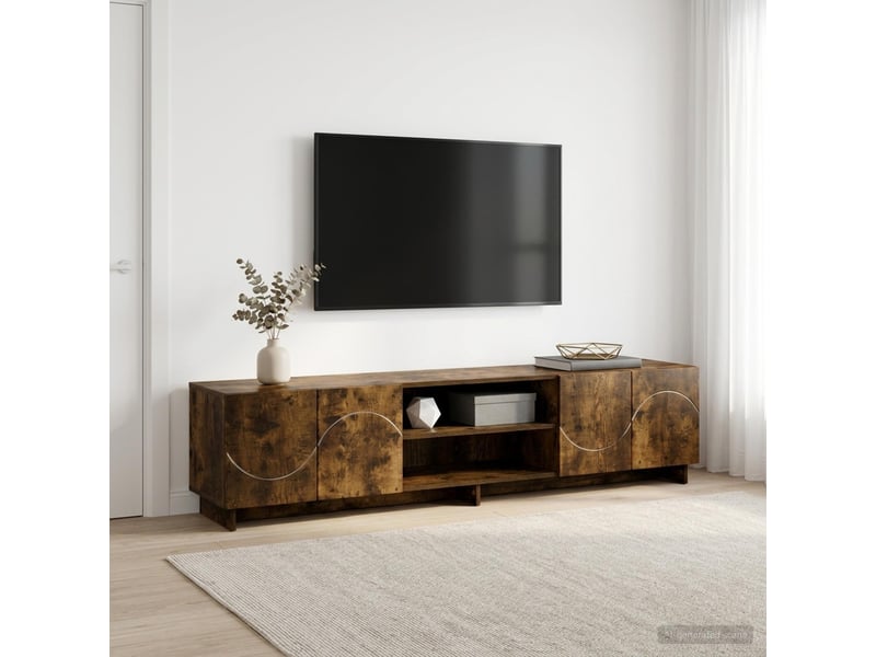  Meuble tv, banc tv 180x34,5x40 cm chêne fumé bois d'ingénierie shl67824  - Conforama B