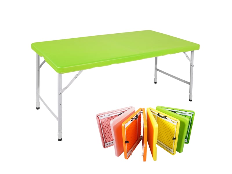  Table de jardin pliante verte 125 x 61 cm, hauteur réglable 58-74 cm avec poignée, pour vos réceptions  - Conforama A