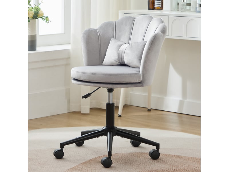  Siège d'appoint élégant avec dossier en forme de feuille de fleur, coussin lombaire papillon, hauteur réglable et rotation 360°  - Conforama C