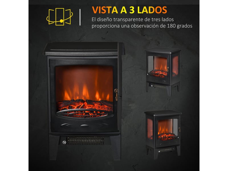  Cheminée électrique avec effet flamme led, 900 w1800 w, noire, pour petite pièce  - Conforama R