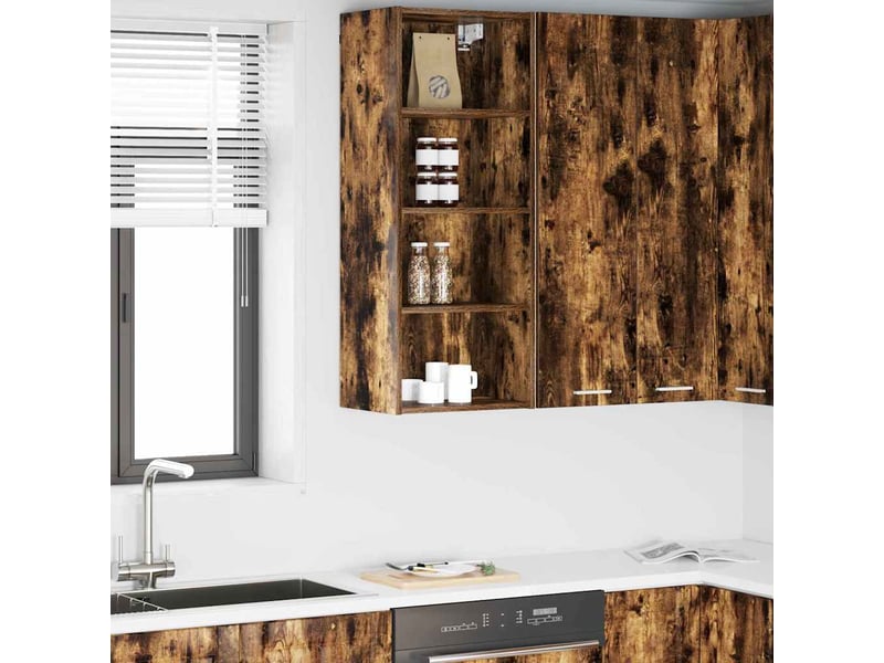 Meuble de rangement cuisine, armoire suspendue chêne fumé 40x29,5x100cm - Conforama B