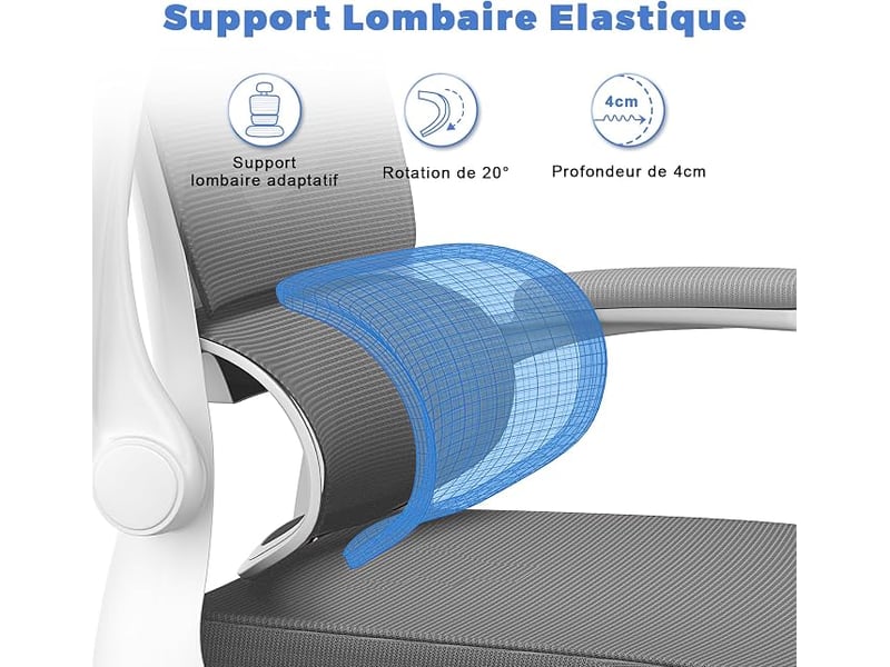 Dossier et appui-tête réglables, accoudoirs relevables — idéal pour le télétravail et la lecture — gris foncé  - Conforama D