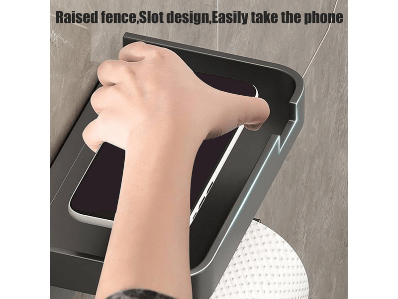  Porte-papier toilette, distributeur de papier essuie-tout adhésif, organiseur de salle de bain avec support pour téléphone, gris 7,09 x 4  - Conforama D