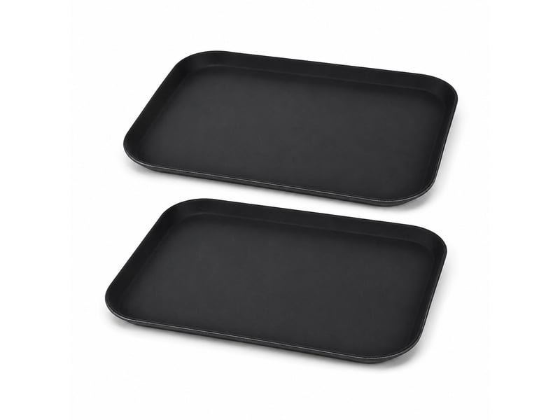  Lot de 2 plateau de service rectangulaire noir antidérapant professionnel pour repas, café et restauration-largeur 36 x longueur 46cm  - Conforama A
