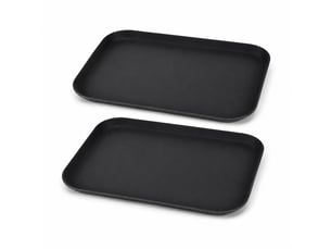 Lot de 2 plateau de service rectangulaire noir antidérapant professionnel pour repas, café et restauration-largeur 36 x longueur 46cm