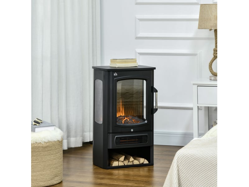  Poêle électrique led 44,5 x 32 x 74 cm noir en acier, chauffage intérieur à deux niveaux de 1000 w et 2000 w  - Conforama B
