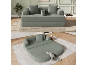Canapé droit compressé convertible <strong>FLORAGRACE</strong> <strong></strong> 2 places Velours côtelé vert
