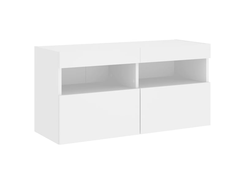  Meuble tv - banc tv - meuble de rangement mural avec lumières led blanc 80x30x40 cm  - Conforama C