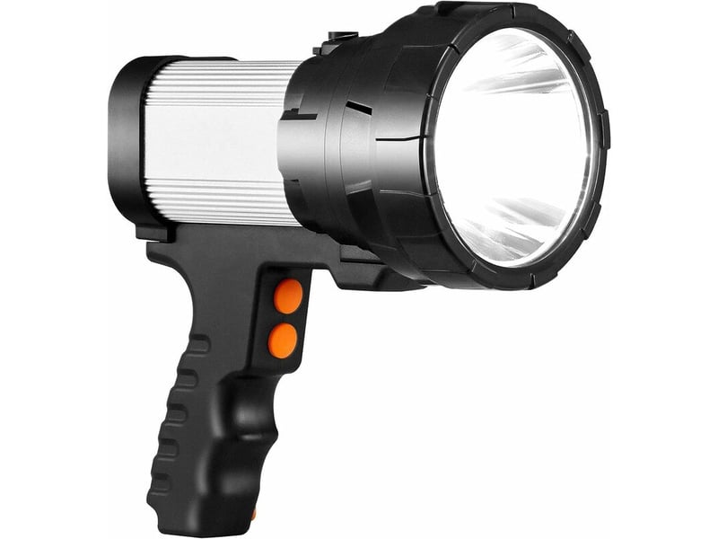 Lampe torche led puissante rechargeable usb 15000 lumens 10000 mah avec lumière latérale lampe de poche etanche haute puissance (argent) - Conforama A