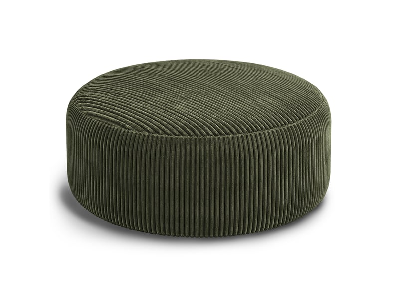  Fauteuil poire tcqpz rond 143 x 143 x 55 cm en velours côtelé vert à mousse à mémoire de forme  - Conforama A
