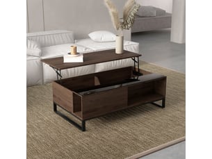 Table basse relevable,102x58x35,5 cm,avec rangement,mdf,noyer et noir
