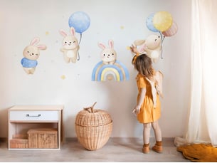 Sticker mural - le pays des lapins130x203 cm