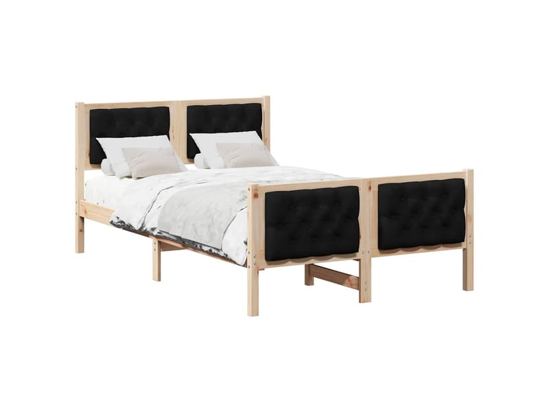  Lit double- lit adulte -  cadre de lit avec tête de lit noir 120 x 190 cm pin massif  - Conforama B