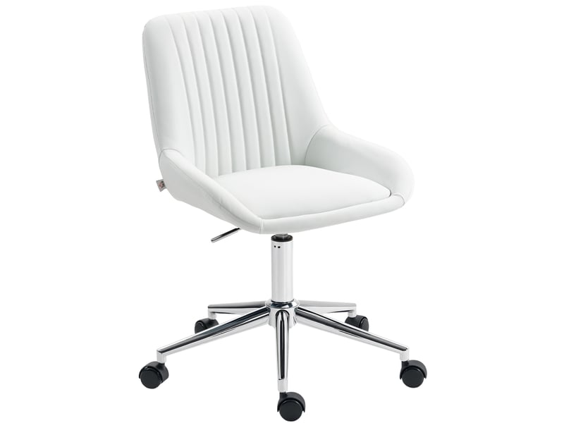  Fauteuil de bureau sans accoudoirs, chaise de bureau avec hauteur réglable, 52x58x80-90cm, blanc  - Conforama B