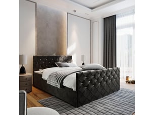 Lit avec rangement 140x200 cm <strong>MASSENO</strong> <strong></strong> coloris noir