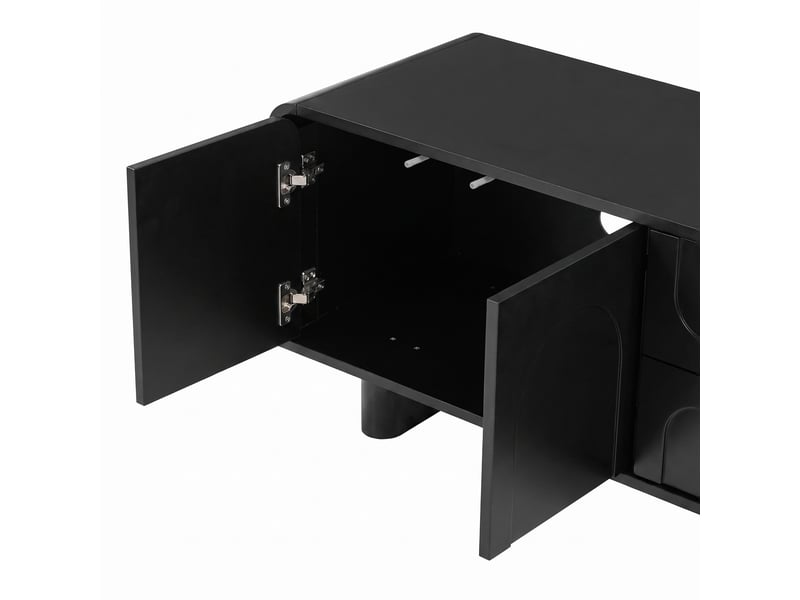  Meuble tv 4 portes 2 tiroirs en mdf et panneau de particules noir 180x40x46 cm GL7990S - Conforama D