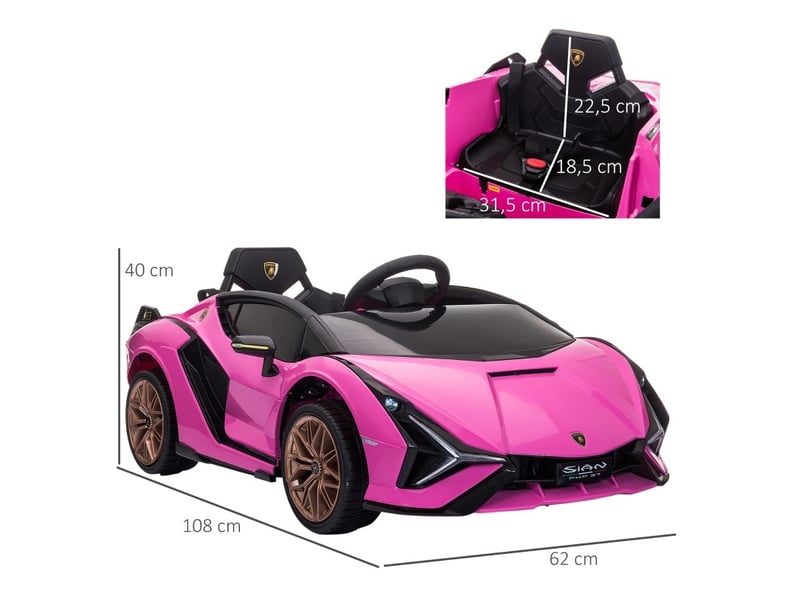  Voiture électrique enfant lamborghini 108x62x40 cm avec télécommande rose  - Conforama D
