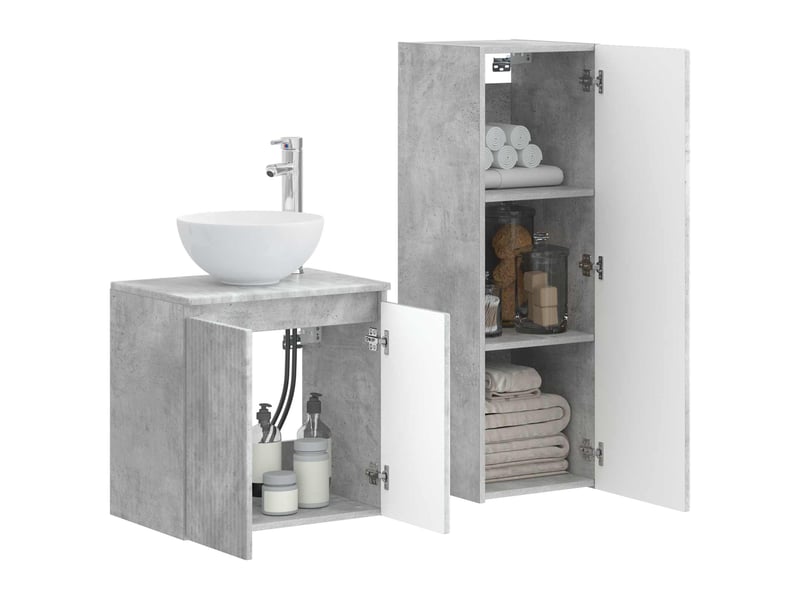Ensemble de mobilier de salle de bain 2 pcs gris béton shl9829 - Conforama C