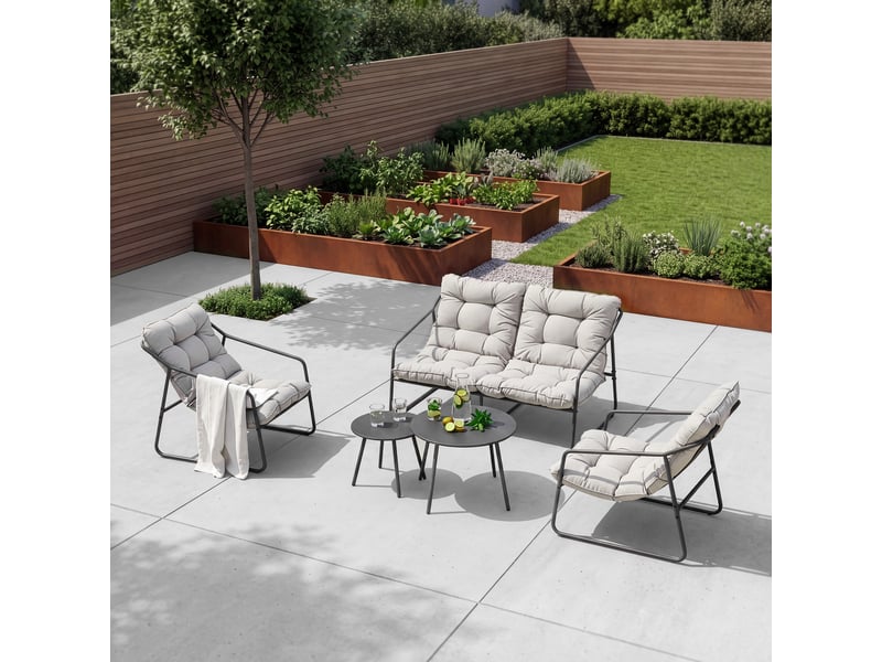  Ensemble de meubles de jardin kivanta 5 pièces gris foncé beige [en.casa] Kivanta - Conforama B