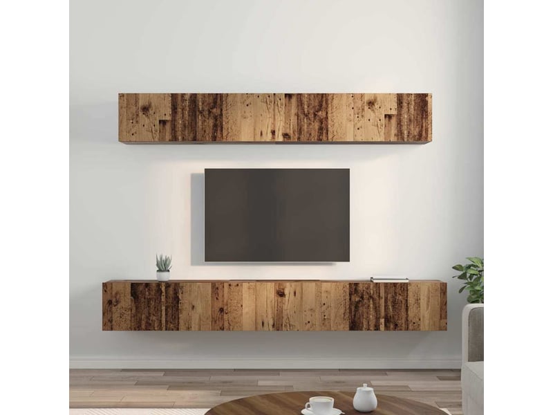  Ensemble meuble tv - banc tv - meuble de rangement 5 pcs bois ancien bois d'ingénierie  - Conforama D