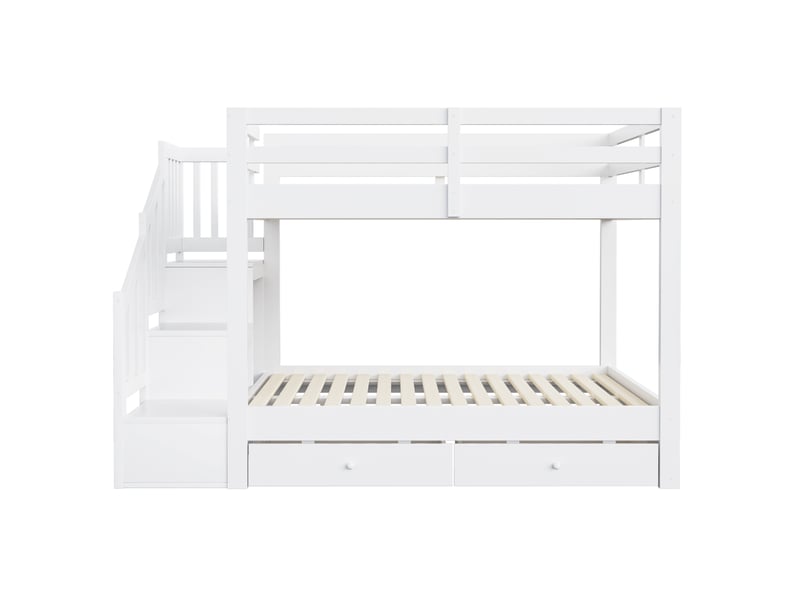  Lit superposé 140x200 cm avec rangement bois et mdf blanc sans matelas  - Conforama A