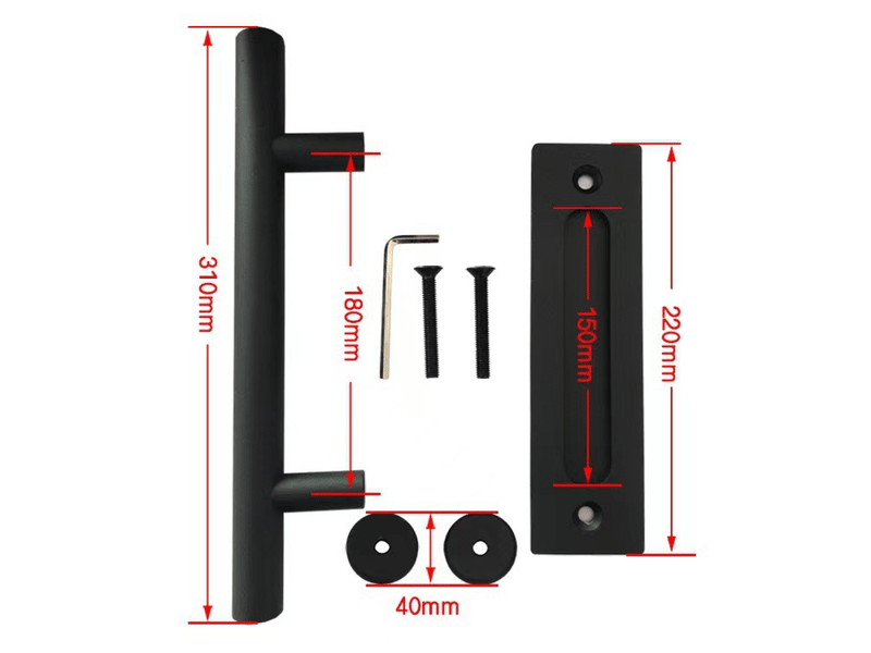  Poignée de porte coulissante de 31 cm, couleur noire, taille grande, style rustique, idéale pour les garages et les armoires (1 unité)  - Conforama E