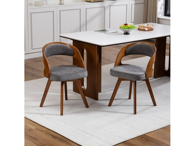  Chaise de salle à manger pivotante à 360°, lin gris  - Conforama C