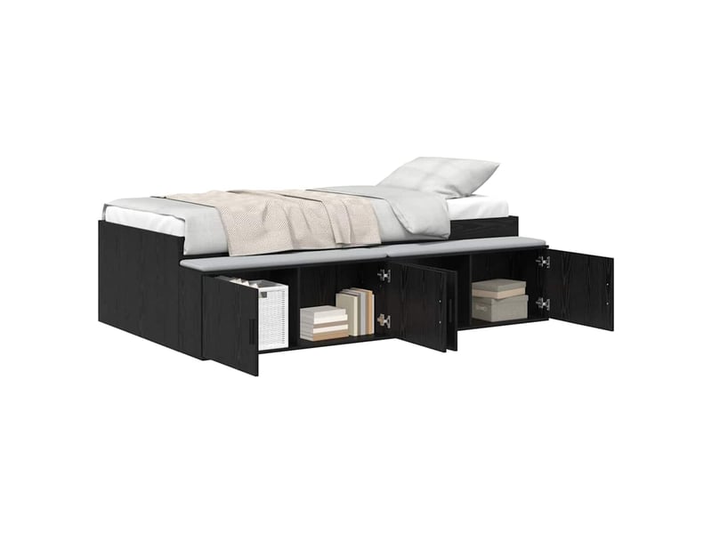  Lit simple- lit adulte -  cadre de lit chêne noir 80 x 200 cm bois d'ingénierie  - Conforama A