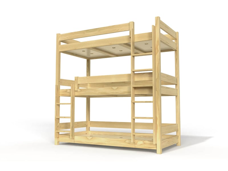 Lit superposé 3 places 80x190 en bois massif abc, miel TRI380-M - Conforama A
