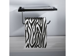 Porte-serviettes en papier noir pour salle de bains – support aluminium avec porte-téléphone intégré, fixation murale pour wc et toilettes