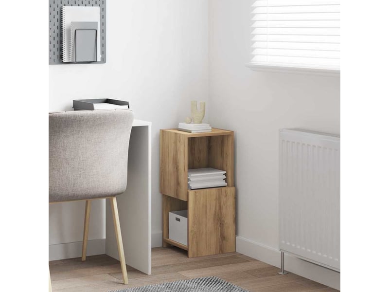  Meuble d'angle, meuble de rangement salon 30,5x30x65cm bois d'ingénierie chêne artisanal  - Conforama D